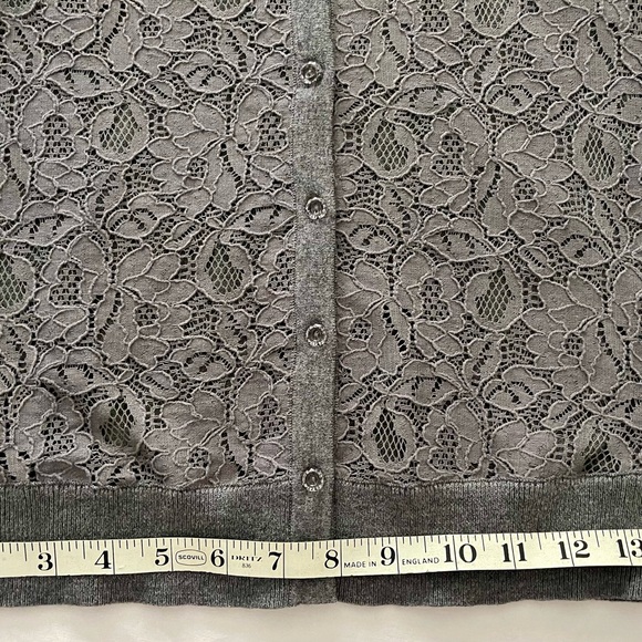 LOFT Gray Lace Cotton/Nylon Stretch Women's Light Sweater - Picture 13 of 15
